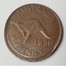 AUSTRALIA 1950 . ONE 1 PENNY . ERROR . HUGE MIS-STRIKE